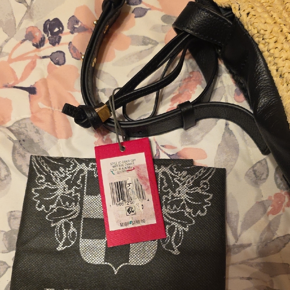 Vince Camuto Black and Cream Striped Shoulder Bag - Picture 4 of 5